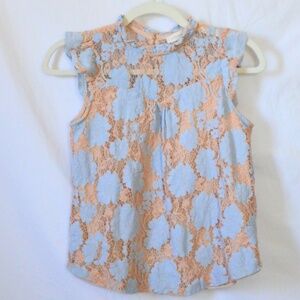 Anthropologie Monteau Cap Sleeve Sleeveless Babydoll Top  Lace Size Small